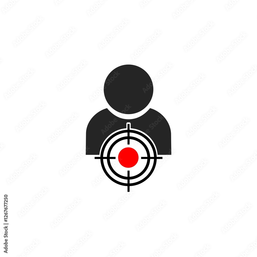 Person with Target icon Objective Oriented Human icon isolated on white background. Person with Target icon Objective Oriented Human icon isolated on white background.