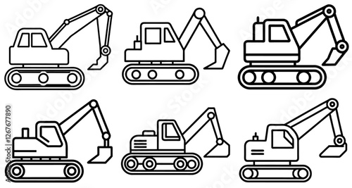 Construction Excavator Outline Coloring Page Printable Line Art Drawing