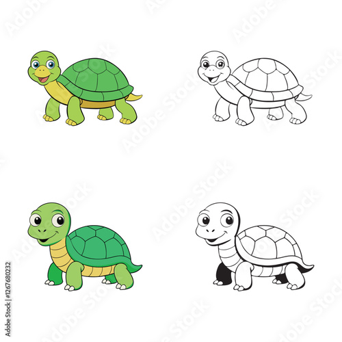 Cute Tortoise Illustration Coloring Page