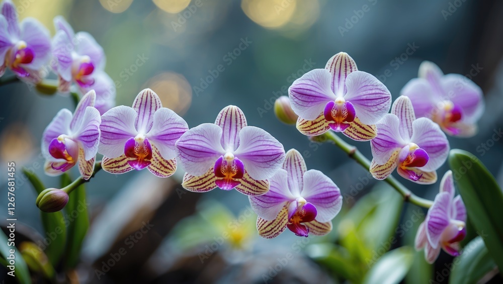 Fototapeta premium Delicate Orchid Flowers in Soft Focus with Natural Background bokeh Effect