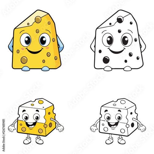 Cheese Illustration Coloring Page 
