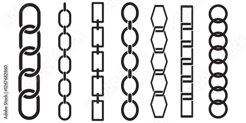 Set of black chains or link icons . 1176