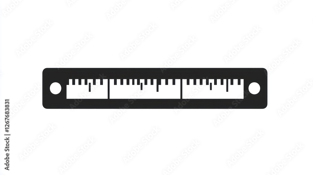 Black ruler isolated on white background, measuring tool Black ruler isolated on white background, measuring tool