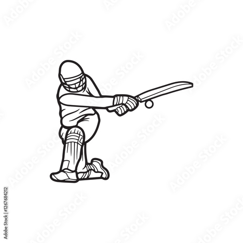 Cricket playing batter - batsman illustration