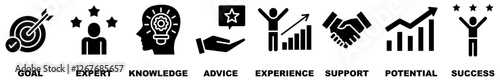 Consulting banner web icon vector illustration concept for business consultation with an icon of goals, expert, knowledge, advice, experience, support