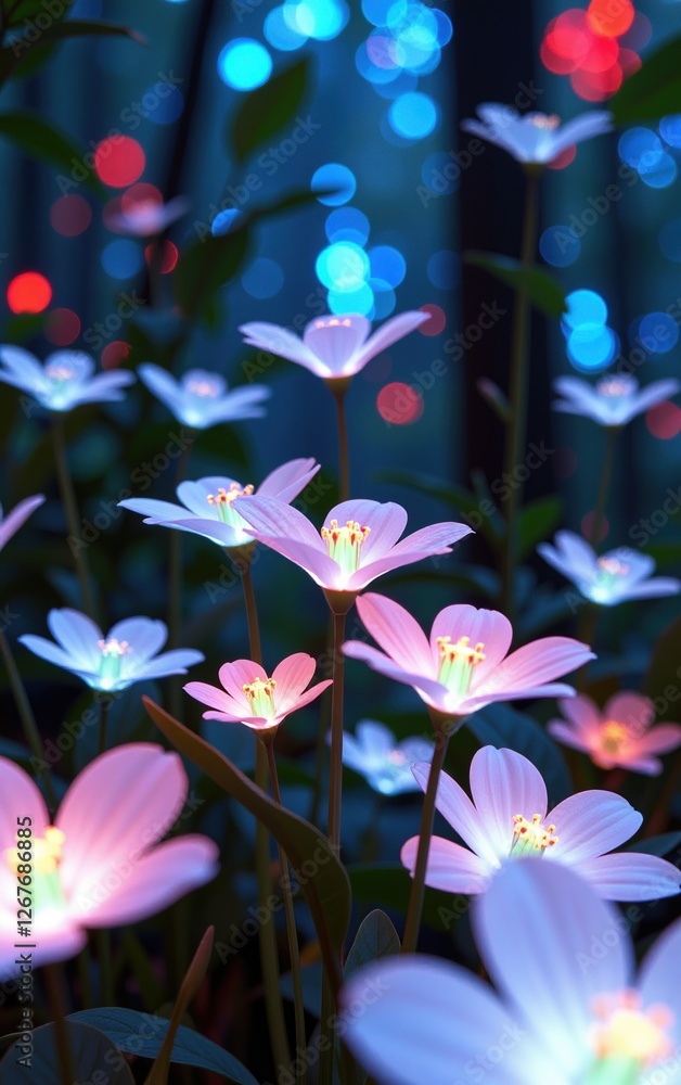 stunning close-up of vibrant, glowing flowers in full bloom, illuminated with soft golden light. The petals exhibit stunning close-up of vibrant, glowing flowers in full bloom, illuminated with soft golden light. The petals exhibit