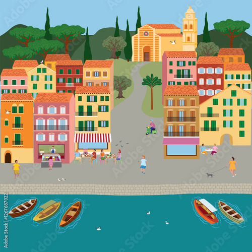 Vector illustration of an Italian town