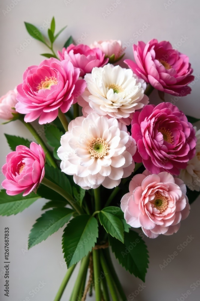 Abundant pink and white ranunculus bouquet, lush texture , soft, blossom, plant Abundant pink and white ranunculus bouquet, lush texture , soft, blossom, plant