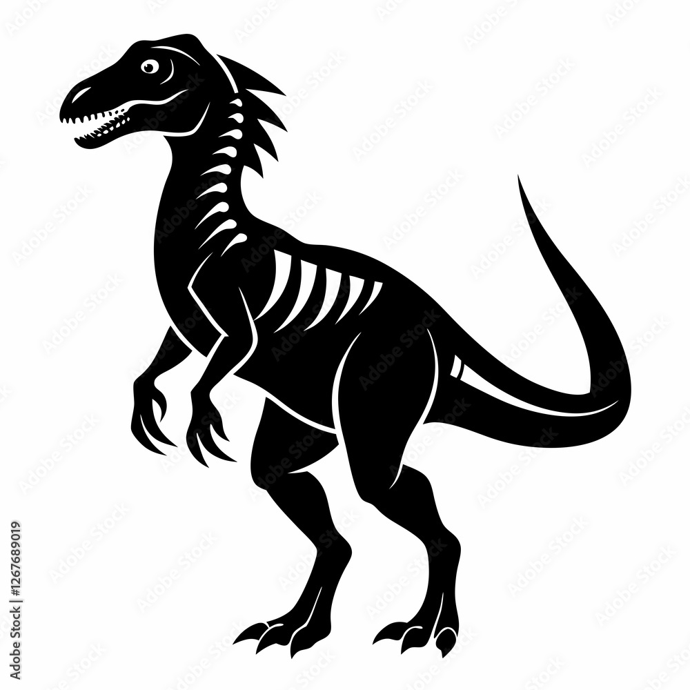 Fototapeta premium Dinosaur vector silhouette black design white background
