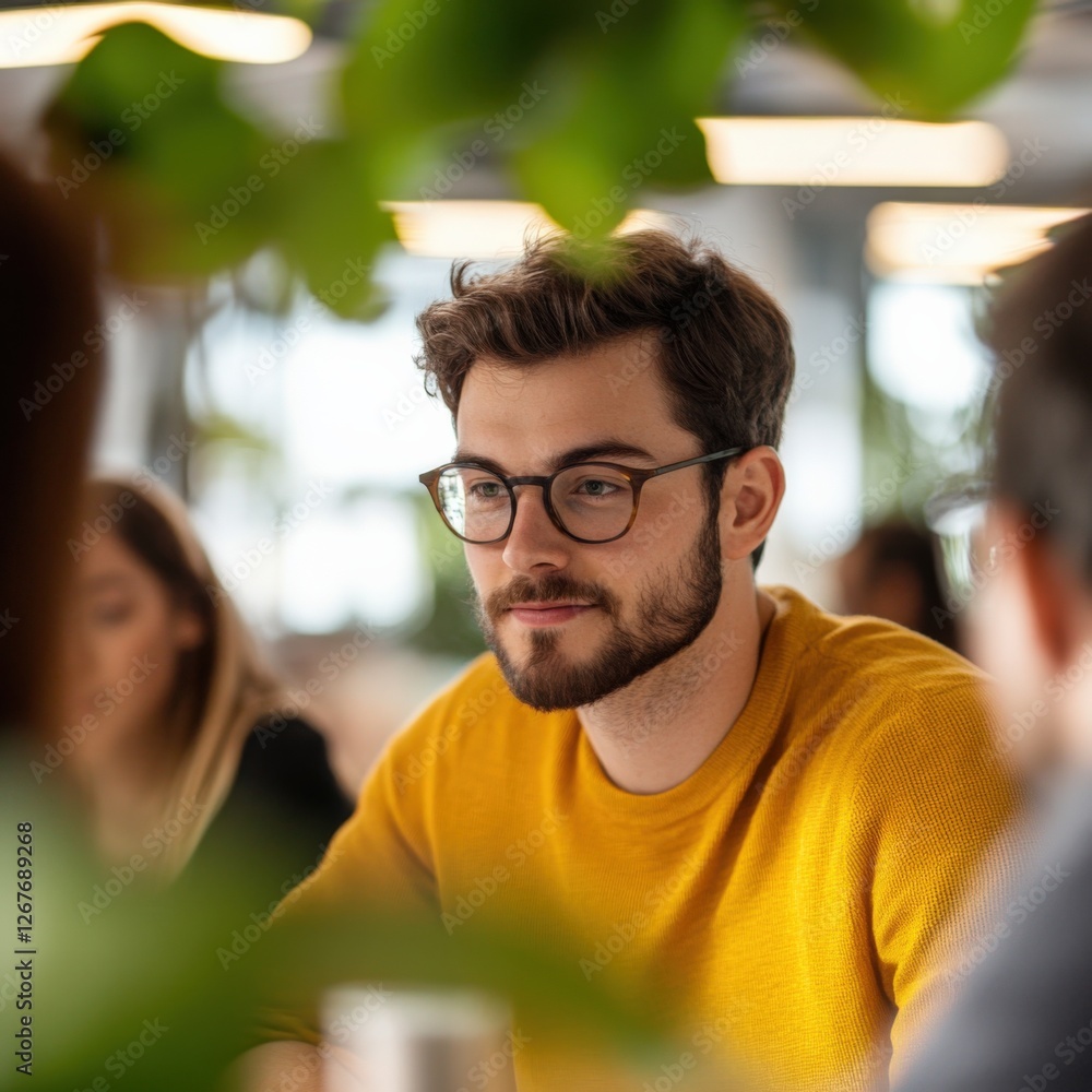 Man with Glasses in a Meeting Man with Glasses in a Meeting