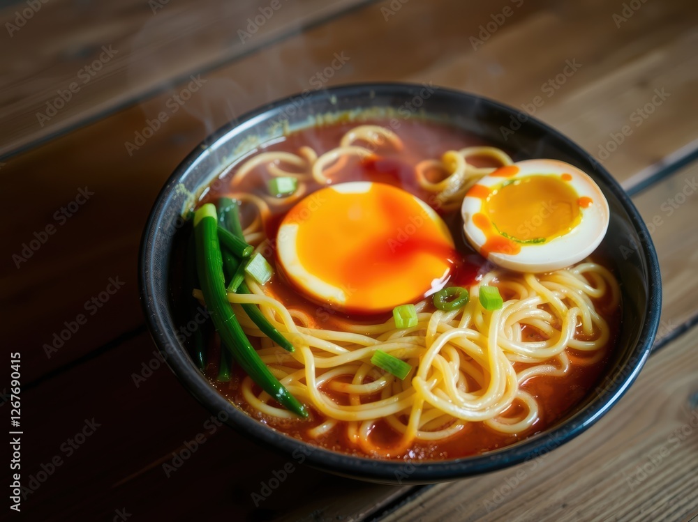 Spicy Ramen Noodle Soup with Soft Boiled Eggs Spicy Ramen Noodle Soup with Soft Boiled Eggs