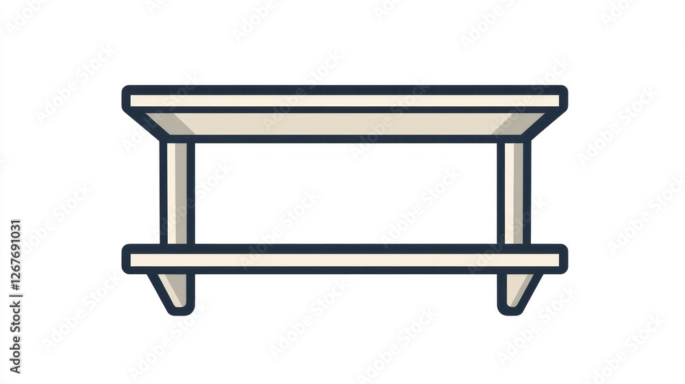Simple wooden shelf,  front view, empty interior.  Possible use Home decor, furniture design