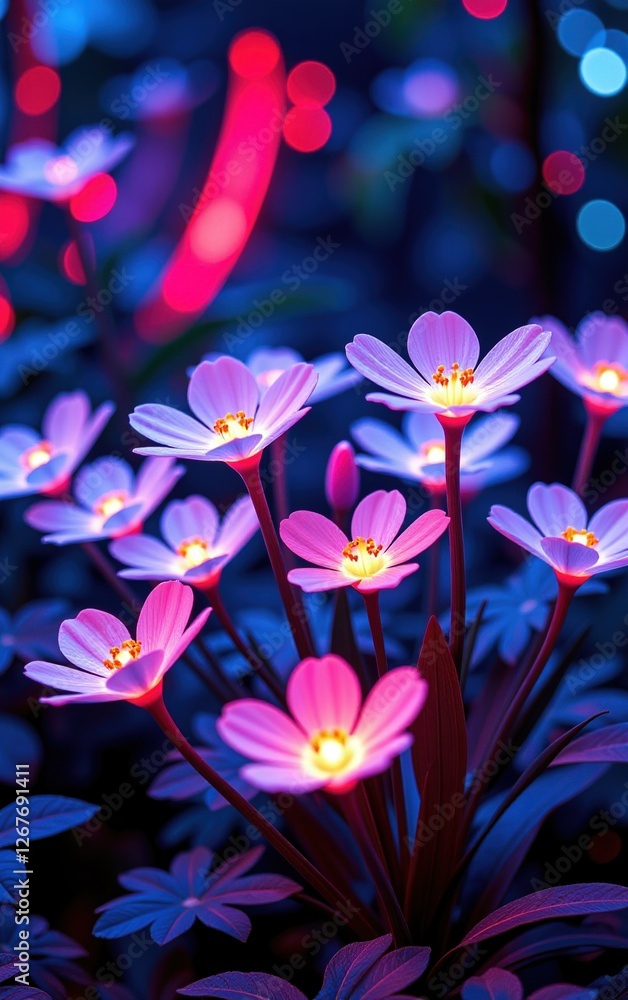 stunning close-up of vibrant, glowing flowers in full bloom, illuminated with soft golden light. The petals exhibit stunning close-up of vibrant, glowing flowers in full bloom, illuminated with soft golden light. The petals exhibit
