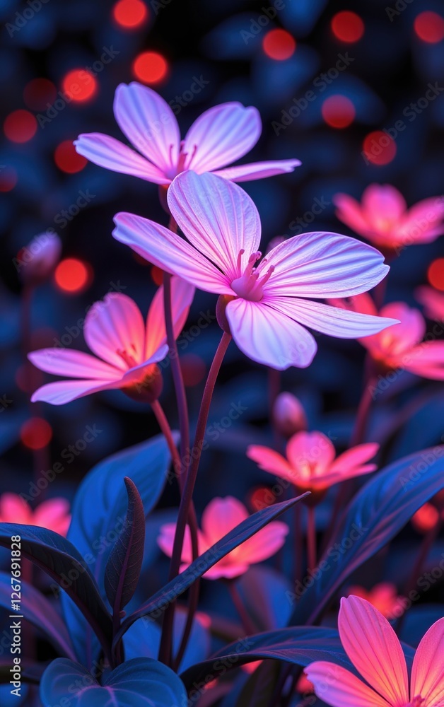 stunning close-up of vibrant, glowing flowers in full bloom, illuminated with soft golden light. The petals exhibit stunning close-up of vibrant, glowing flowers in full bloom, illuminated with soft golden light. The petals exhibit