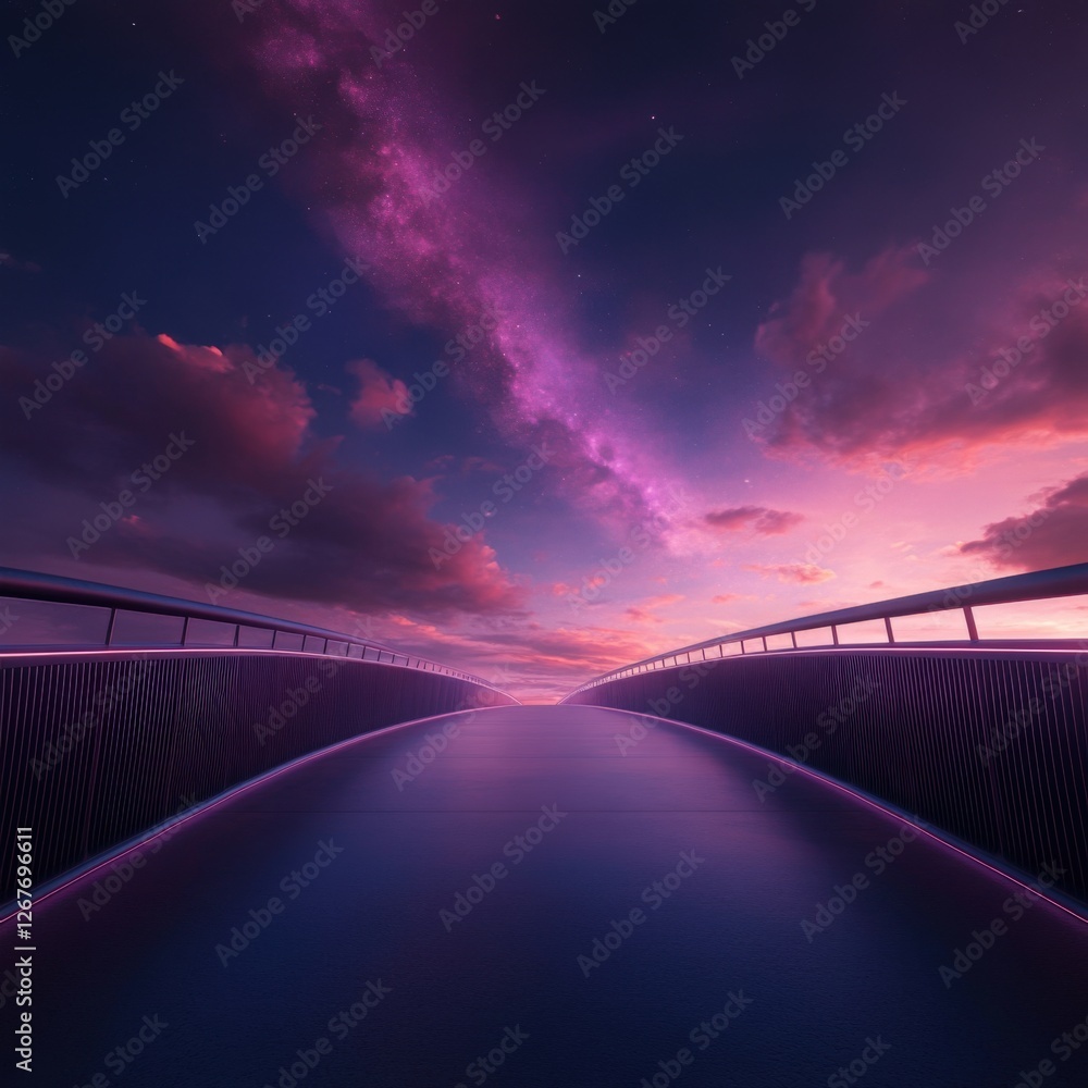 Obraz premium futuristic bridge under a starry sky