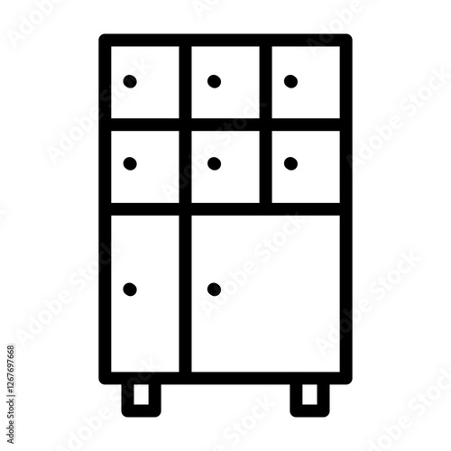 School Lockers Vector Line Icon Design