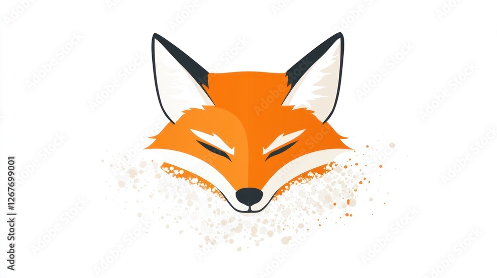 Obraz premium Fox icon headshot, minimalist design with paint splash. Wildlife logo, avatar, brand material