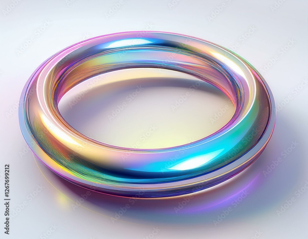 3d abstract iridescent ring shape on white background generative ai 3d abstract iridescent ring shape on white background generative ai
