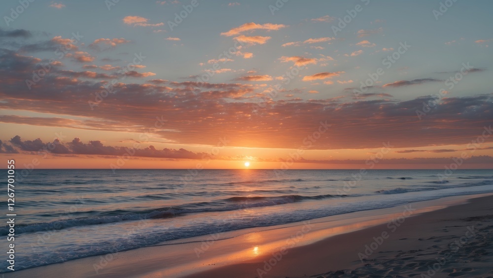 Serene Ocean Sunset with Vibrant Colors and Tranquil Waves Ideal for Inspirational Background or Text Overlay Serene Ocean Sunset with Vibrant Colors and Tranquil Waves Ideal for Inspirational Background or Text Overlay
