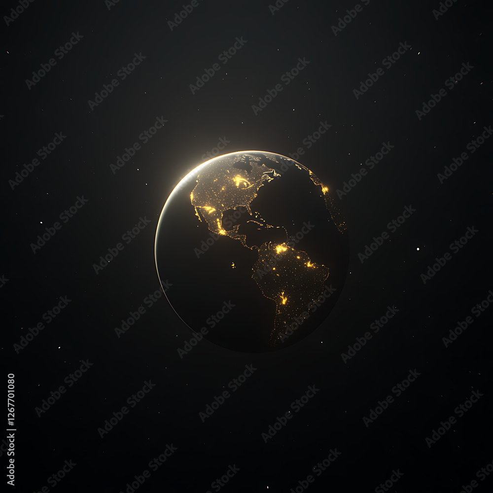 custom made wallpaper toronto digitalEarth Glow Night View from Space Hemisphere Showing Americas with Stars Field Dark Background