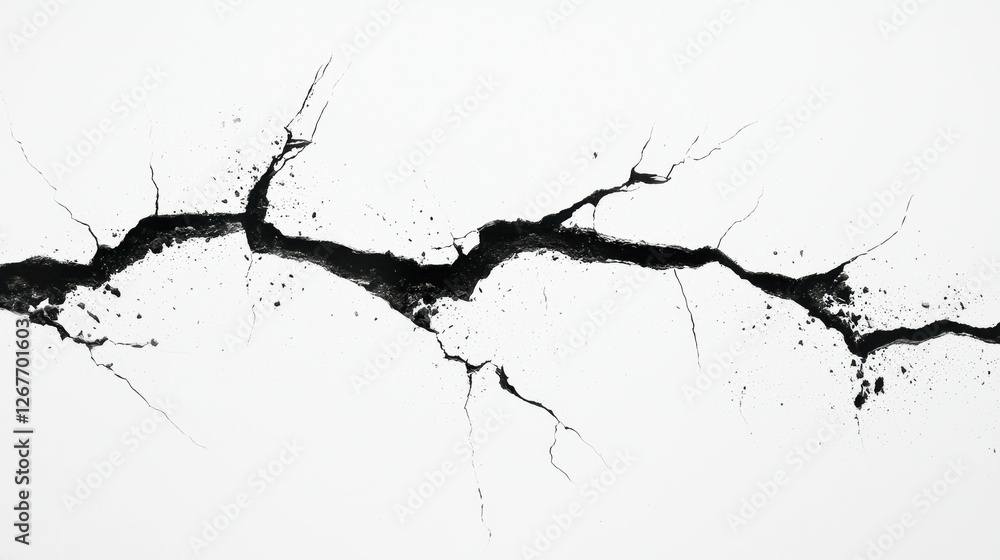 Fototapeta premium Dramatic Crack on White Surface Abstract Texture Background Design