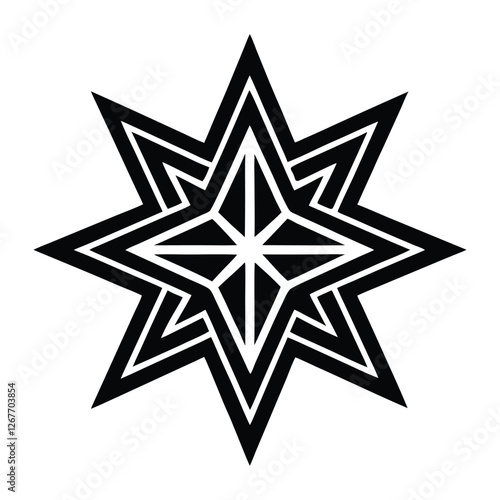 a symmetrical star made with intricate geometric.