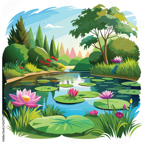 water lilies in the pond