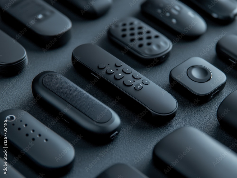 Collection of Black Devices on Dark Background Collection of Black Devices on Dark Background
