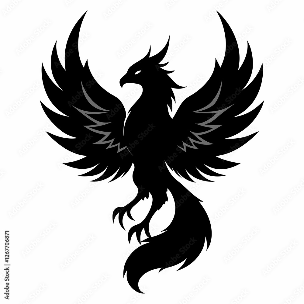Phoenix vector silhouette black design white background Phoenix vector silhouette black design white background
