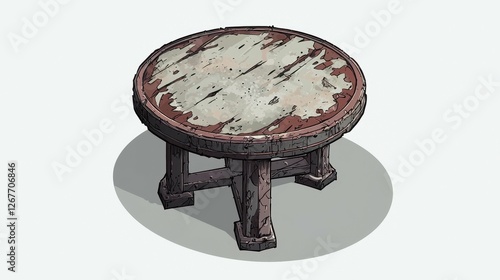 Rustic Wooden Table Illustration with Simple Design photo