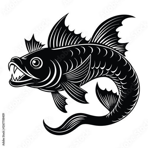 tail bent predatory fish.