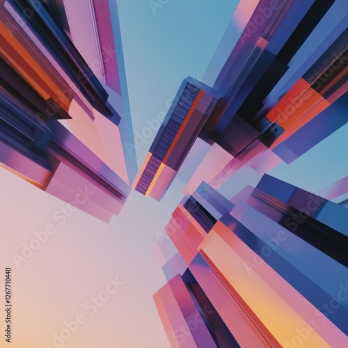 Wallpaper Mural Abstract Geometric Shapes with Gradient Colors Torontodigital.ca