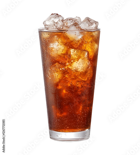 Refreshing Iced Cola Drink in Glass Close up