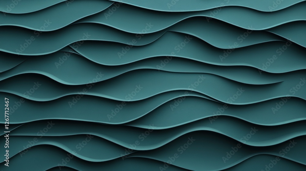 Fototapeta premium Teal Wave Abstract Background: Serene and Textured Digital Art