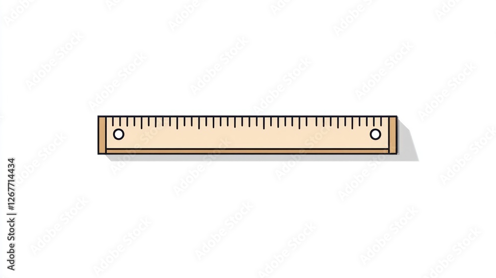 Wooden ruler, measurement tool, white background, education Wooden ruler, measurement tool, white background, education