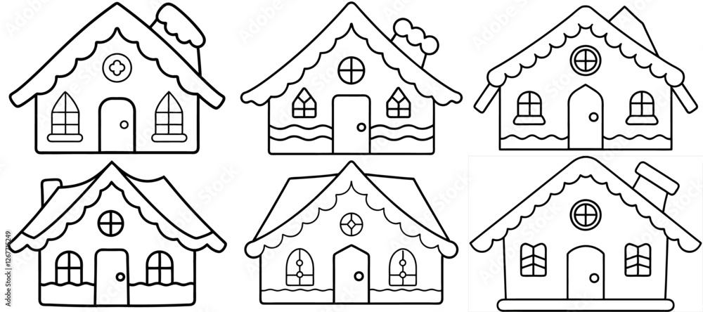 Fototapeta premium Gingerbread house Coloring Page Printable Line Art Drawing