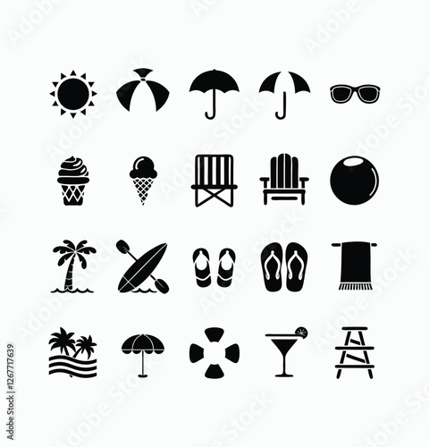 Summer vector icons symbol pack illustration creative concept