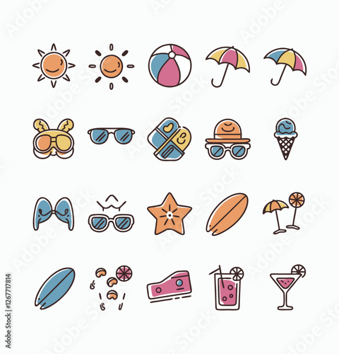 Summer vector icons symbol pack illustration creative concept