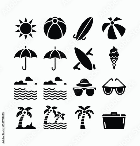 Summer vector icons symbol pack illustration creative concept