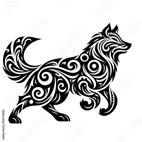 Wallpaper Mural AI Generate of Wolf Shape in Samoan Art style isolated in white Torontodigital.ca