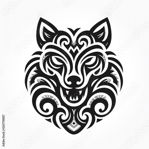 Wallpaper Mural AI Generate of Wolf Shape in Samoan Art style isolated in white Torontodigital.ca