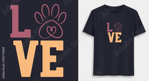 Dog Paws Love T-shirt Design