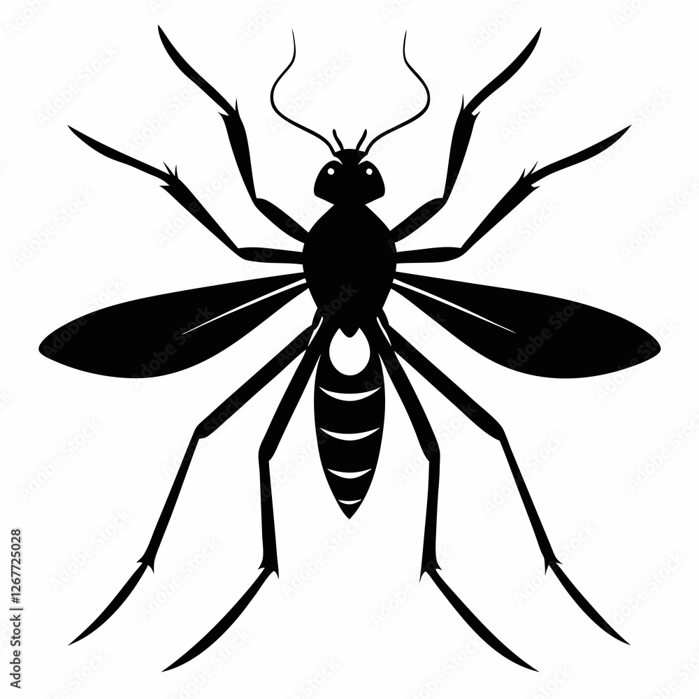 Fototapeta premium Mosquito vector silhouette black design white background