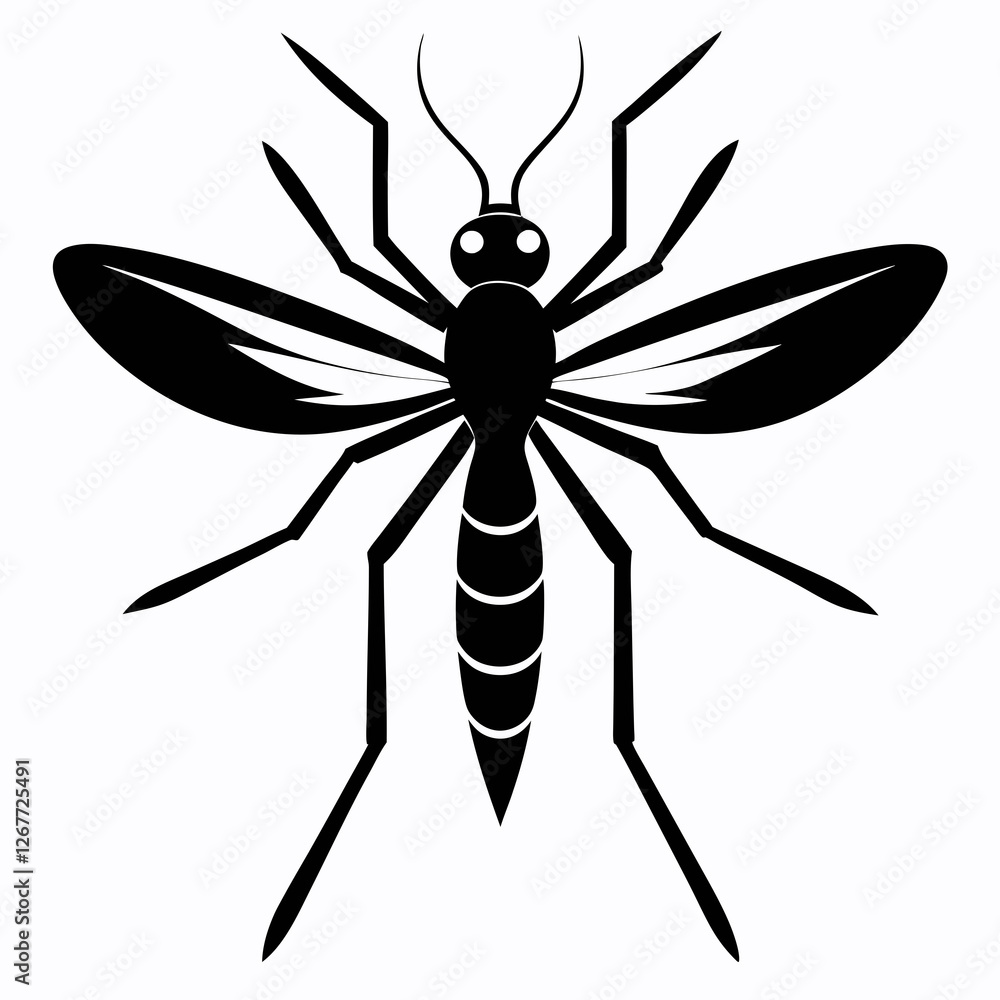 Mosquito vector silhouette black design white background Mosquito vector silhouette black design white background