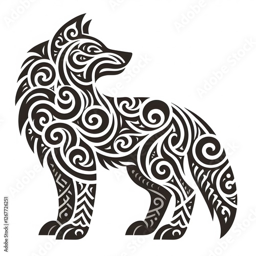 Wallpaper Mural AI Generate of Wolf Shape in Samoan Art style isolated in white Torontodigital.ca