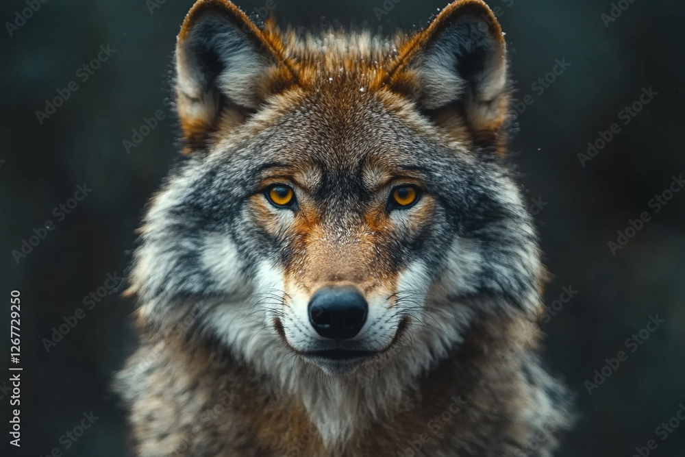 Intense gaze, A captivating portrait of a majestic wild wolf Intense gaze, A captivating portrait of a majestic wild wolf