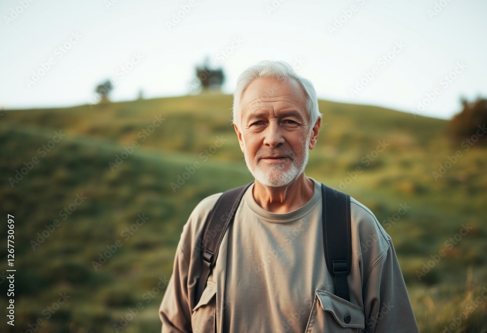 Serene outdoor portrait of an old man Serene outdoor portrait of an old man