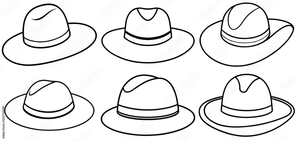 Naklejka premium hat Coloring Page Printable Line Art Drawing