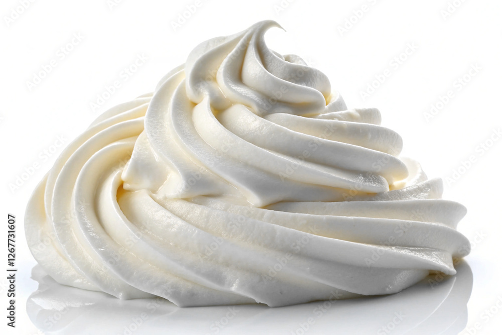 A swirl of whipped cream, isolated on white background A swirl of whipped cream, isolated on white background