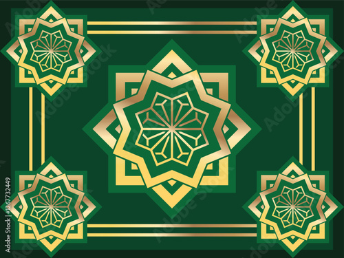 template pattern ramadan islamic pattern gold and green